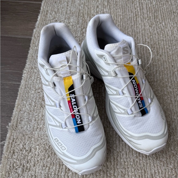 Salomon Shoes - Salomon XT-6 in white with multicolor tongue stripe